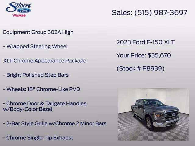 2023 Gray Metallic Ford F-150 XLT 4X4 Truck