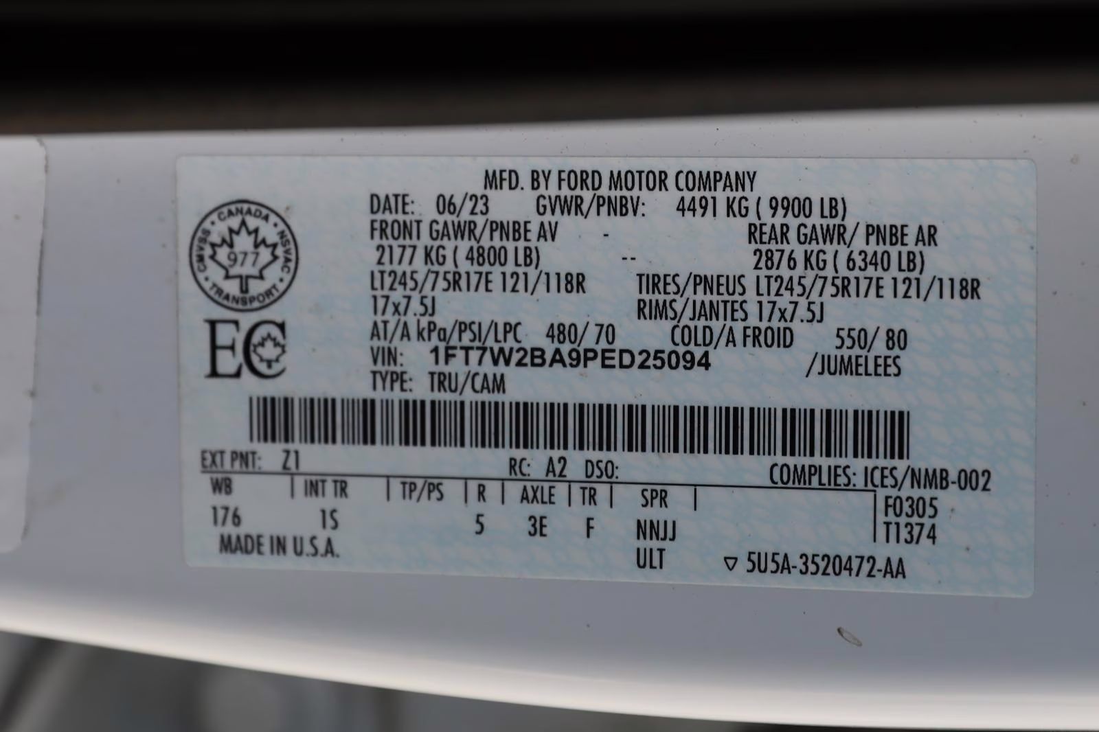 2023 Oxford White Ford Super Duty F-250 SRW XL 4X4 Truck