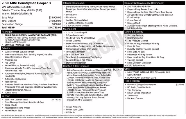 2020 Thunder Gray Metallic MINI Cooper S Countryman Classic AWD SUV