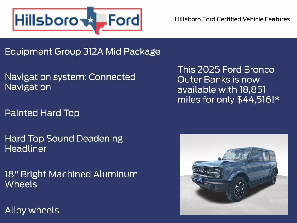 2025 Azure Gray Met Tri-Coat Ford Bronco Outer Banks 4X4 SUV