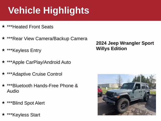 2024 Anvil Clear Coat Jeep Wrangler Willys 4X4 SUV