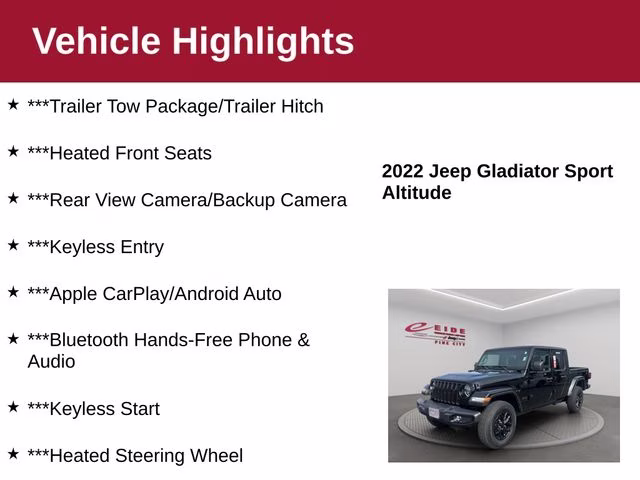 2022 Black Clearcoat Jeep Gladiator Altitude 4X4 Truck