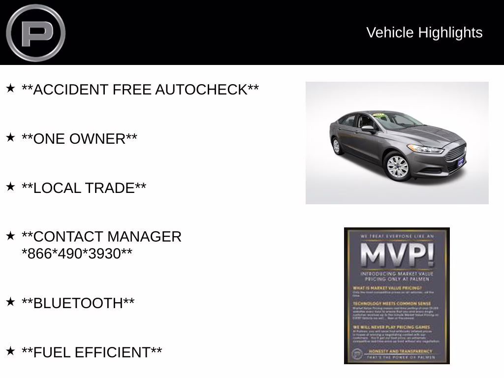 2014 Sterling Gray Metallic Ford Fusion S FWD Sedan