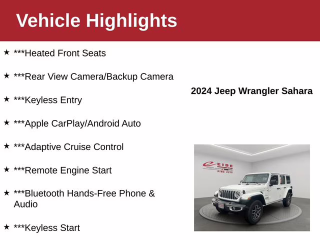 2024 Bright White Clearcoat Jeep Wrangler Sahara 4X4 SUV