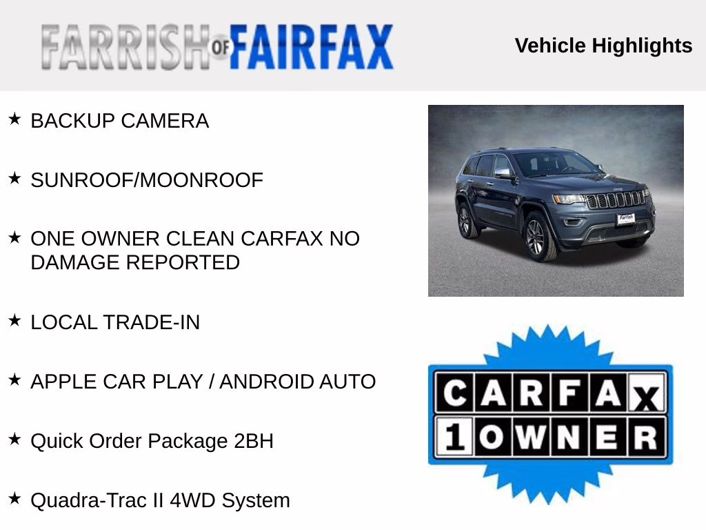 2020 Pacific Blue Clearcoat Jeep Grand Cherokee Limited 4X4 SUV