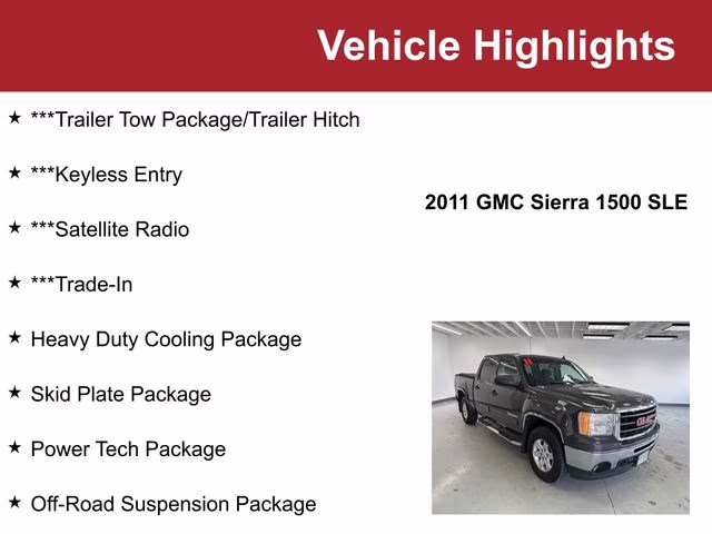 Used 2011 GMC Sierra 1500 SLE with VIN 3GTP2VE34BG237162 for sale in Waite Park, Minnesota