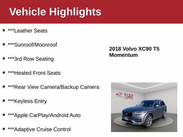 2018 Osmium Gray Metallic Volvo XC90 T5 Momentum AWD SUV