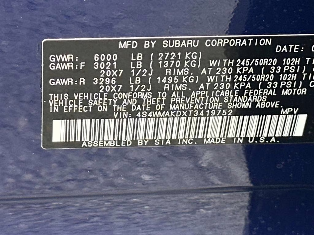 2026 Sapphire Blue Pearl Subaru Ascent Touring AWD SUV