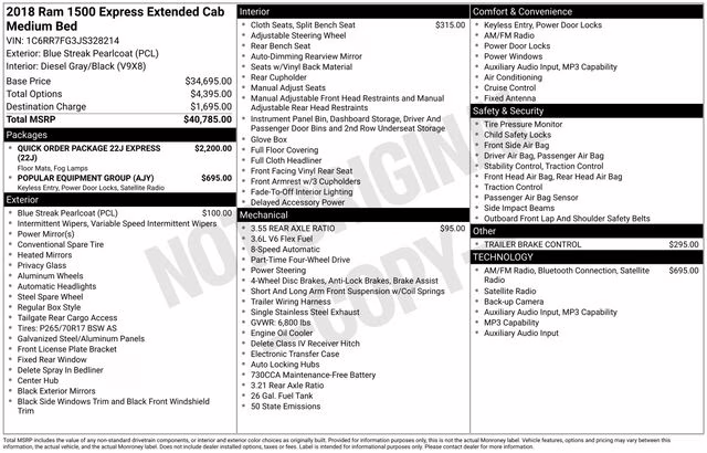 2018 Blue Streak Pearlcoat Ram 1500 Express 4X4 Truck