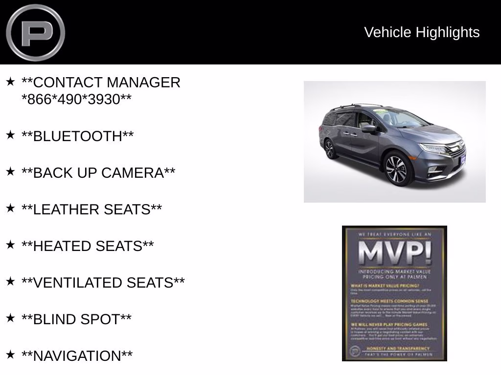 2018 Gray Honda Odyssey Elite FWD Van