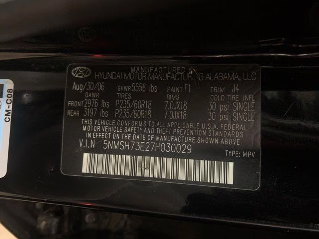 2007 Ebony Black Hyundai Santa Fe SE AWD SUV