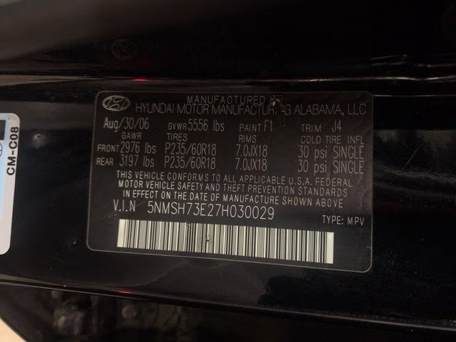 2007 Ebony Black Hyundai Santa Fe SE AWD SUV
