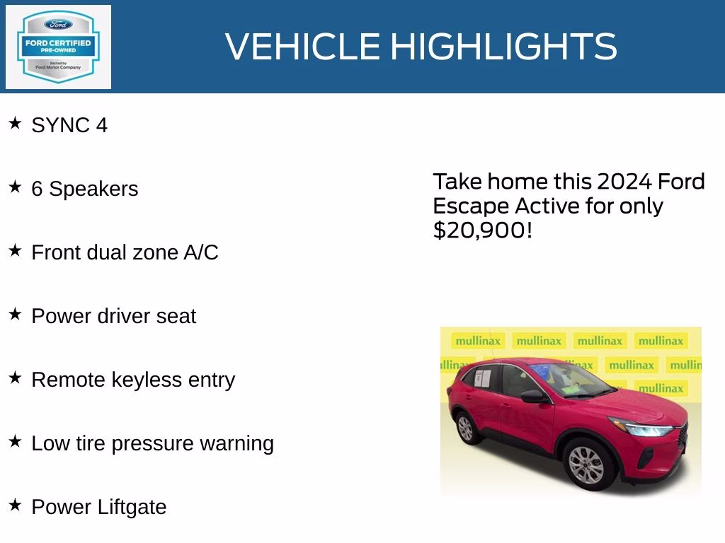 2024 Race Red Ford Escape Active FWD SUV
