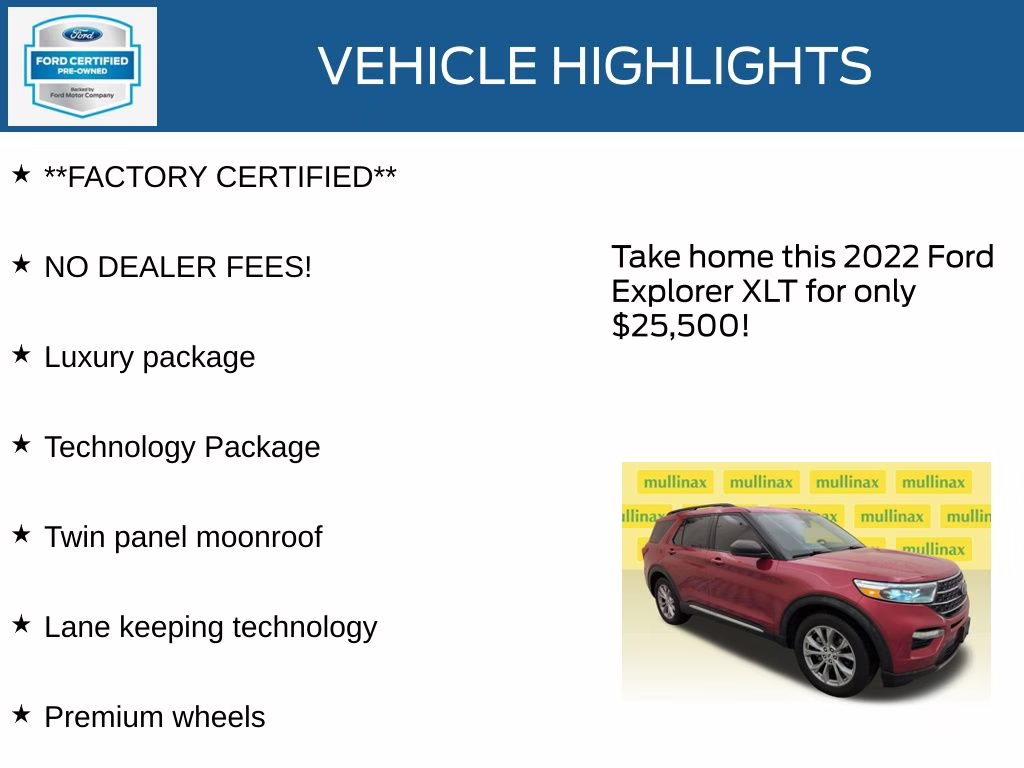 2022 Red Metallic Ford Explorer XLT RWD SUV