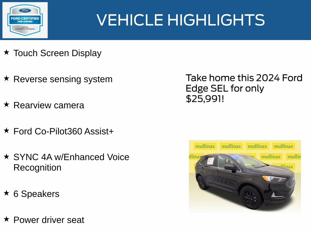 2024 Agate Black Metallic Ford Edge SEL AWD SUV