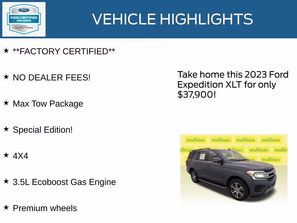 2023 Blue Metallic Ford Expedition XLT 4X4 SUV