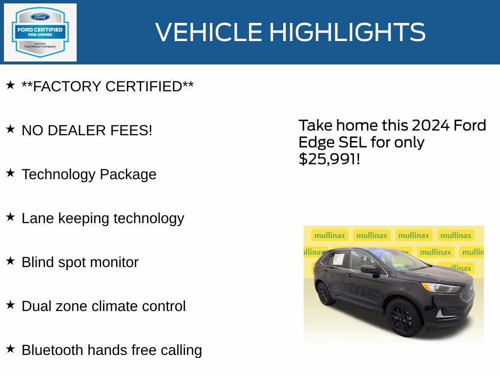2024 Agate Black Metallic Ford Edge SEL AWD SUV