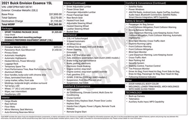 2021 Cinnabar Metallic Buick Envision Essence AWD SUV