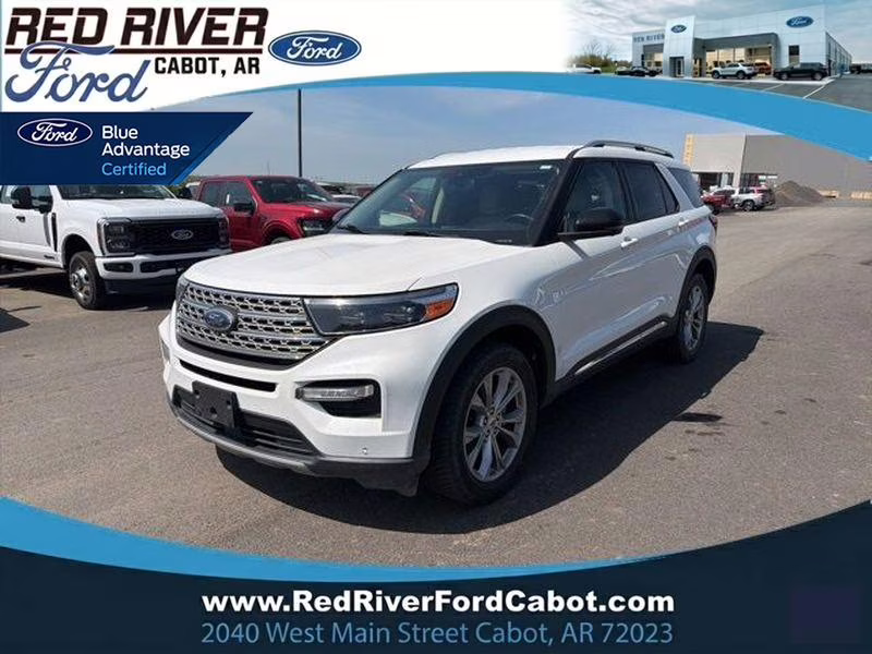 2021 Star White Metallic Tri-Coat Ford Explorer Limited 4X4 SUV