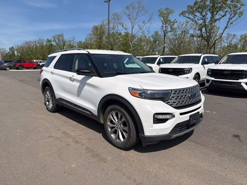 2021 Star White Metallic Tri-Coat Ford Explorer Limited 4X4 SUV