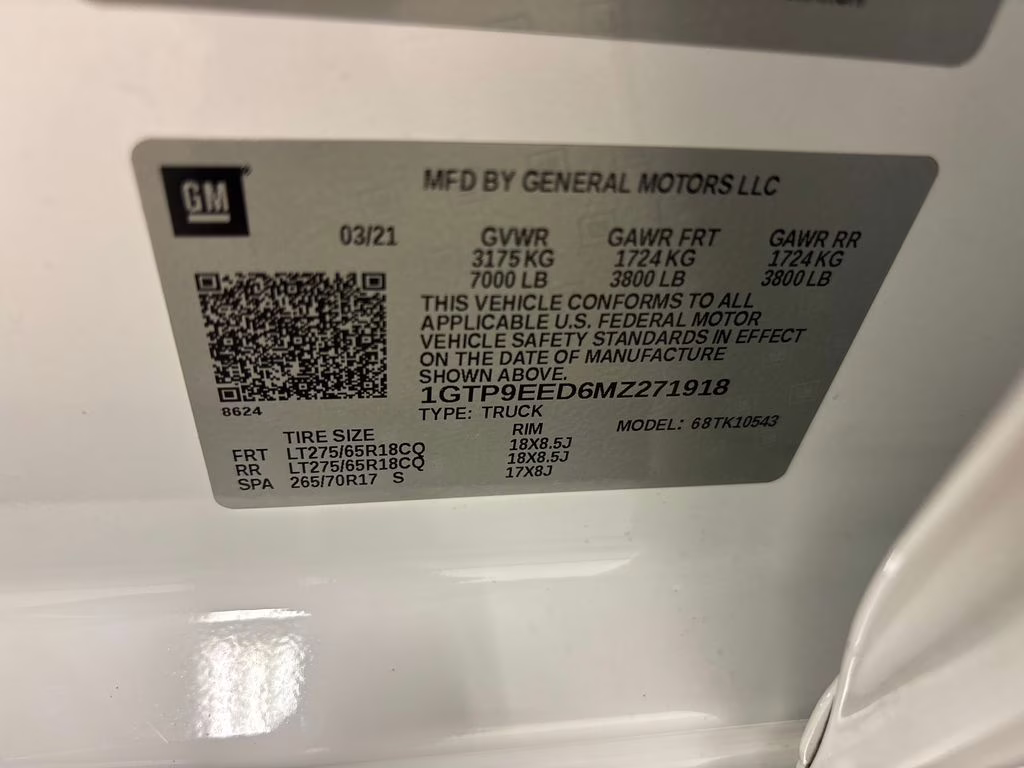 2021 Summit White GMC Sierra 1500 AT4 4X4 Truck