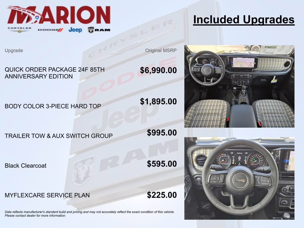 2026 Black Clearcoat Jeep Gladiator 85th Anniversary Edition 4X4 Truck