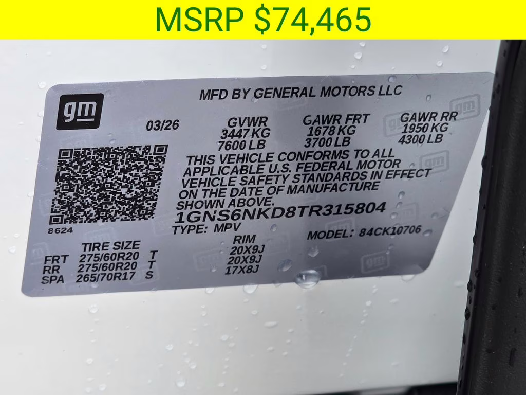 2026 Summit White Chevrolet Tahoe LT 4X4 SUV