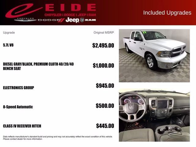 2022 Bright White Clearcoat Ram 1500 SLT 4X4 Truck
