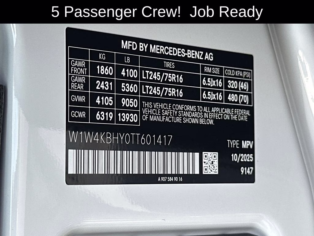 2026 Arctic Mercedes-Benz Sprinter 2500 Crew 144 WB RWD Van