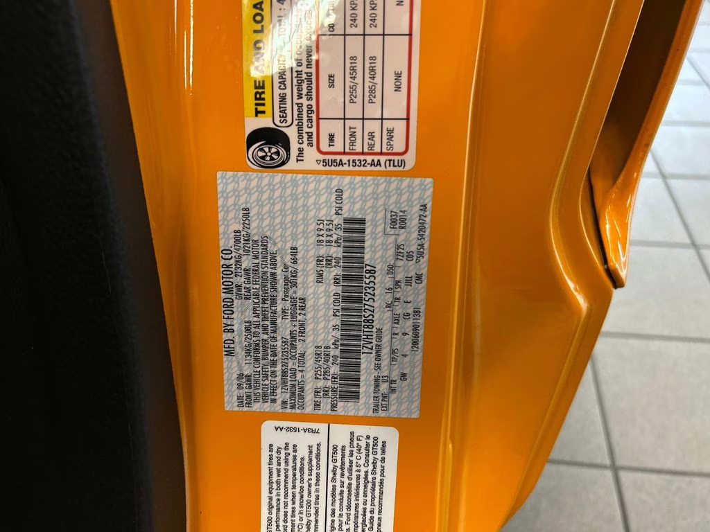 2007 Grabber Orange Clearcoat Metallic Ford Mustang Shelby GT500 RWD Coupe