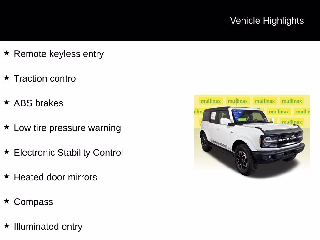 2023 Oxford White Ford Bronco Outer Banks 4X4 SUV