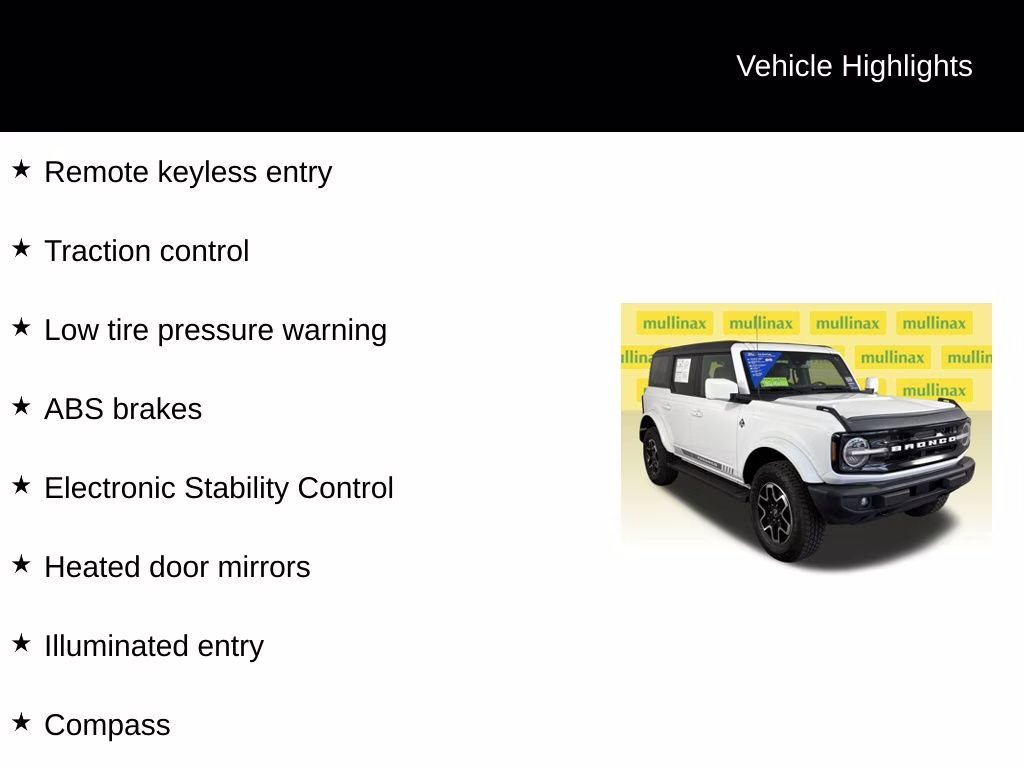 2023 Oxford White Ford Bronco Outer Banks 4X4 SUV