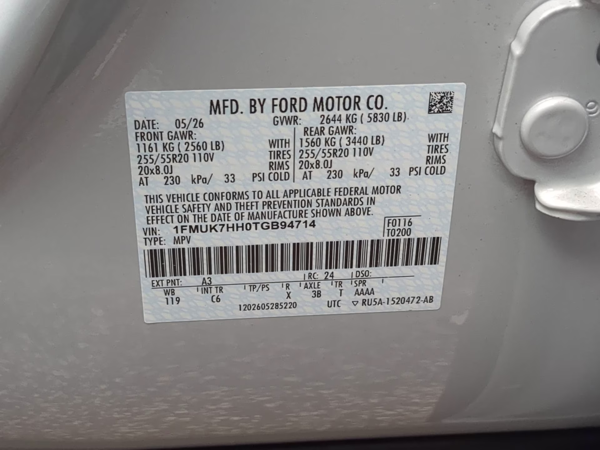 2026 Space White Metallic Ford Explorer Platinum RWD SUV