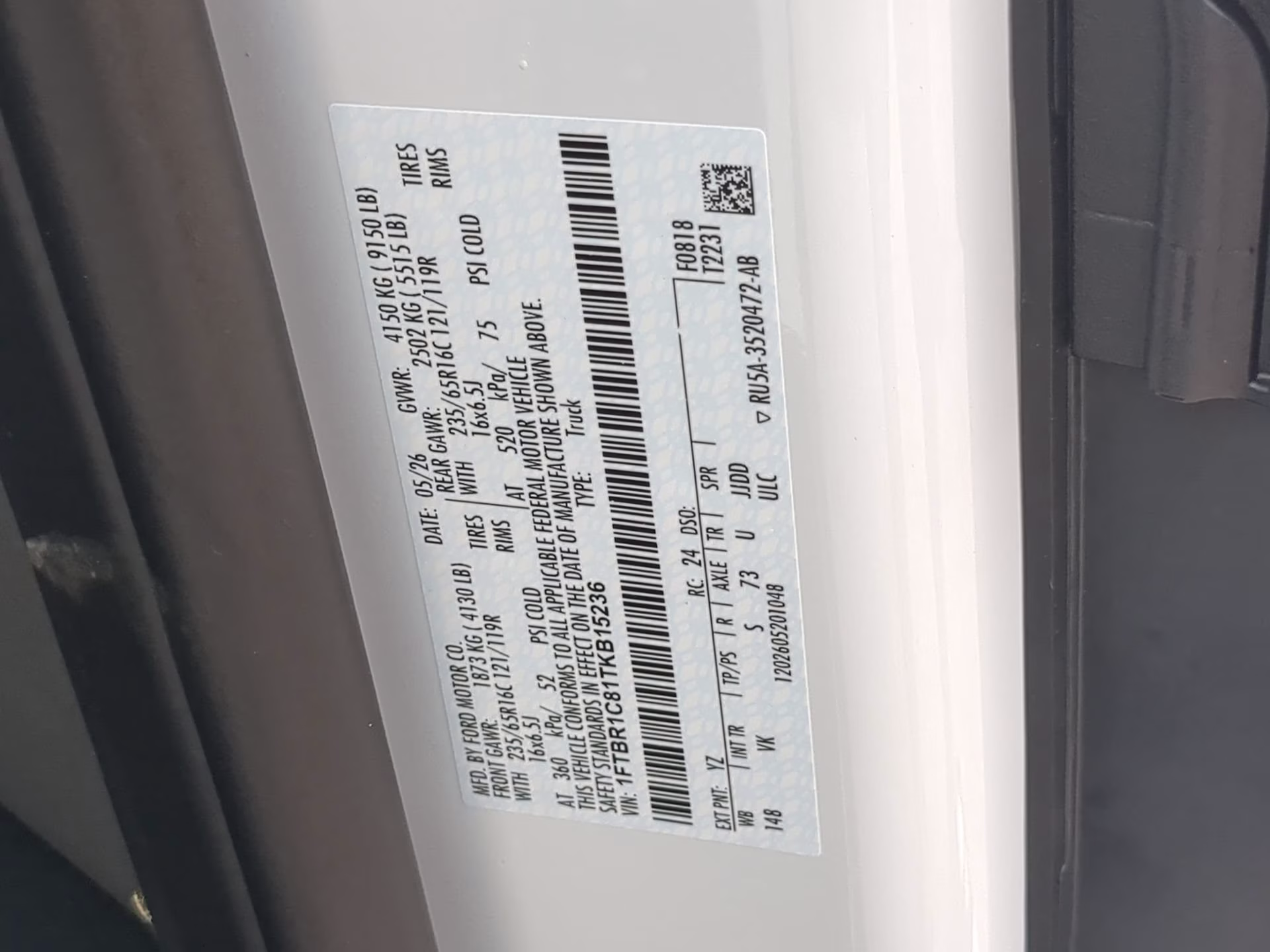2026 Oxford White Ford Transit Cargo Van XL RWD Van