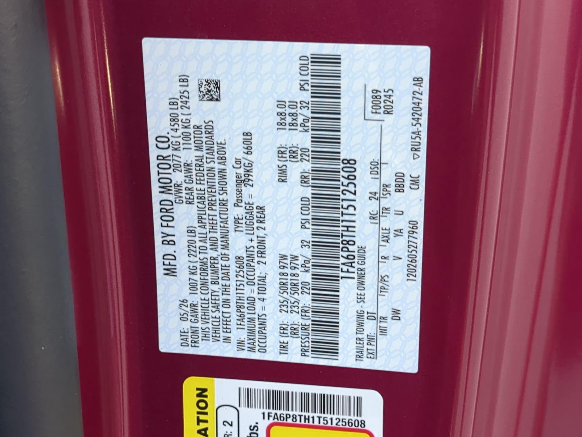 2026 Molten Magenta Metallic Tinted Clearcoat Ford Mustang EcoBoost RWD Coupe