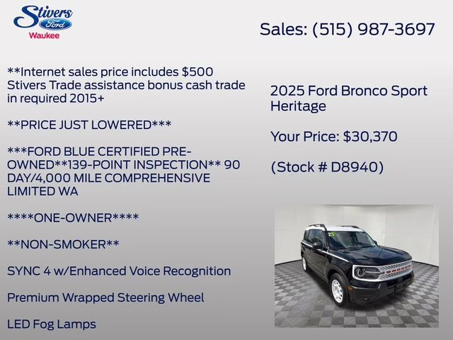 2025 Shadow Black Ford Bronco Sport Heritage 4X4 SUV