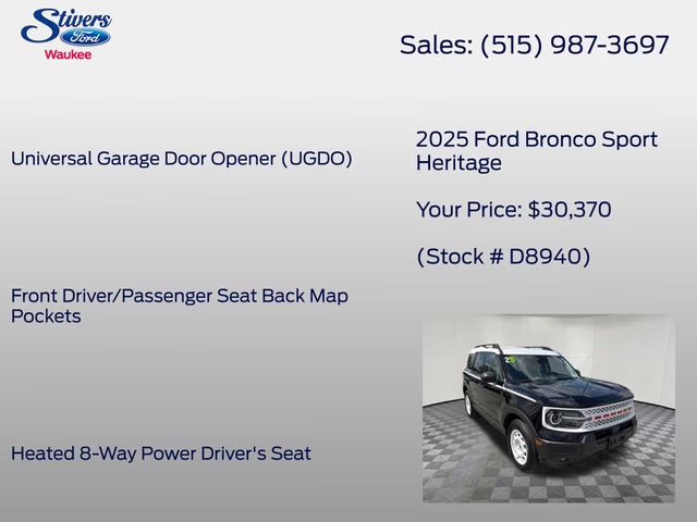 2025 Shadow Black Ford Bronco Sport Heritage 4X4 SUV