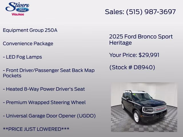 2025 Shadow Black Ford Bronco Sport Heritage 4X4 SUV