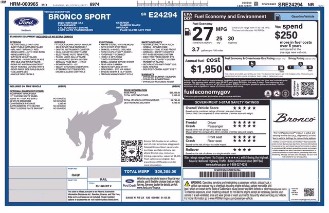 2025 Shadow Black Ford Bronco Sport Heritage 4X4 SUV