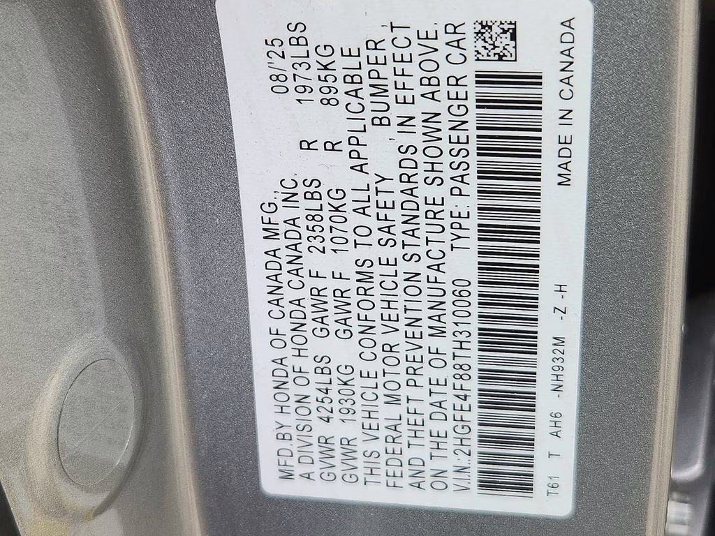 2026 Meteorite Gray Metallic Honda Civic Hybrid Sport FWD Sedan