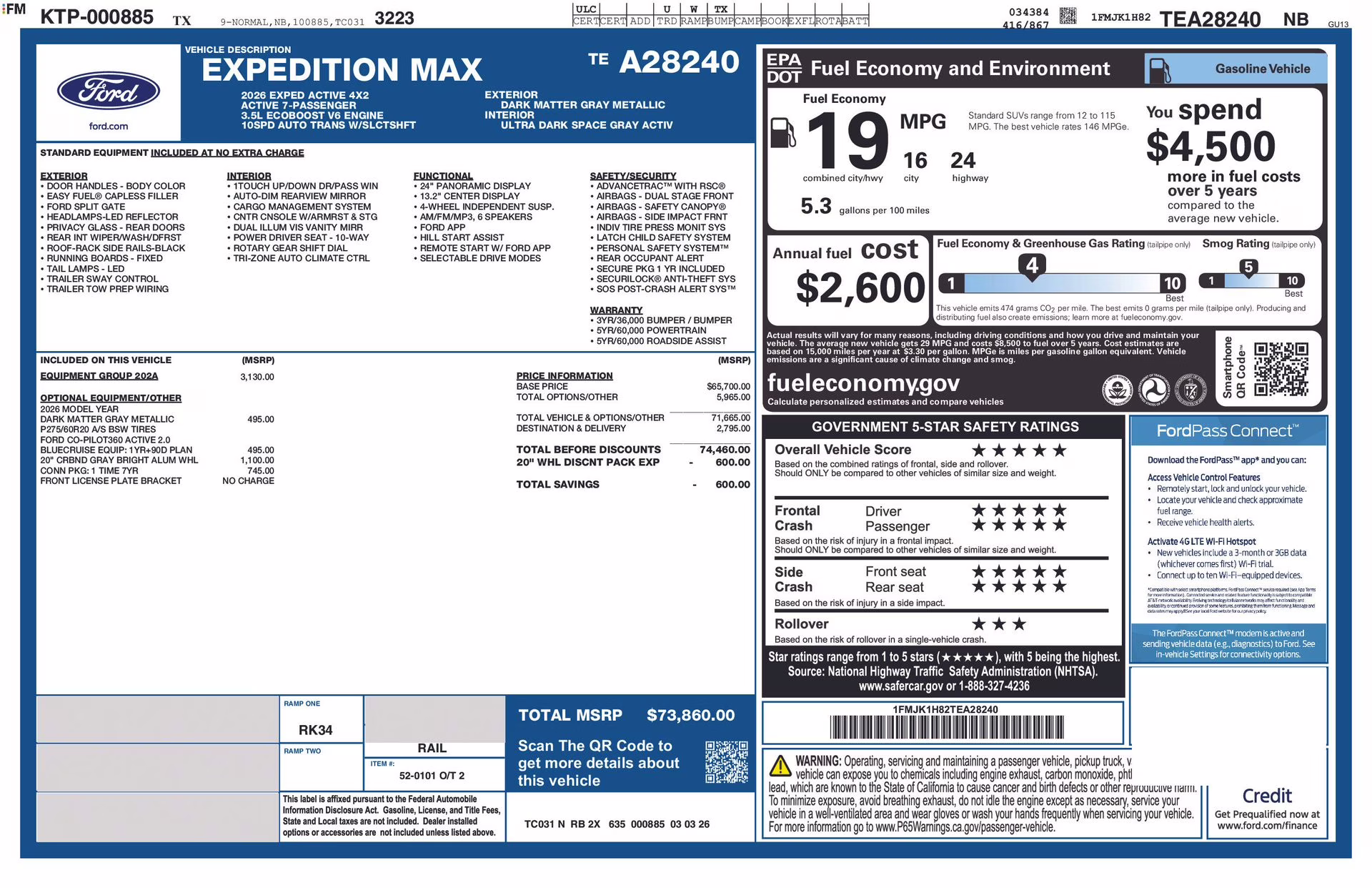 2026 Dark Matter Gray Metallic Ford Expedition Max Active RWD SUV