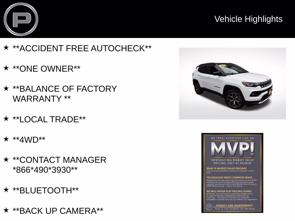 2025 Bright White Clearcoat Jeep Compass Limited 4X4 SUV