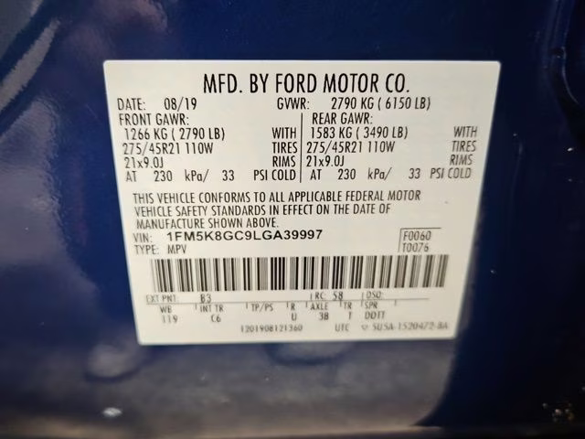 2020 Atlas Blue Metallic Ford Explorer ST 4X4 SUV