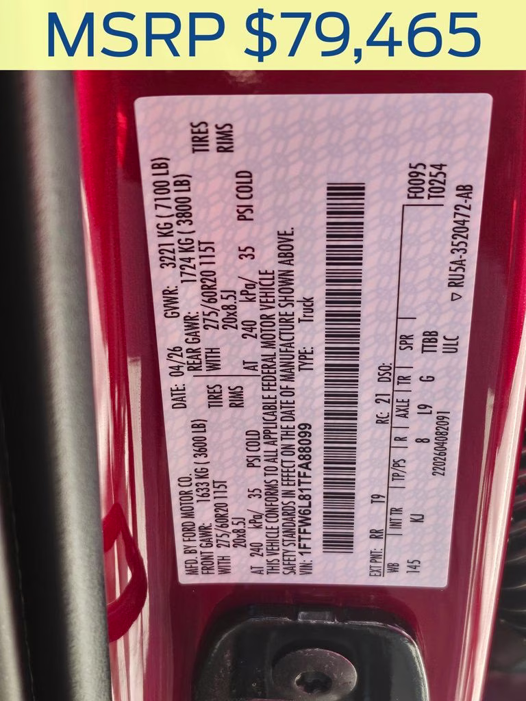 2026 Ruby Red Metallic Tinted Clearcoat Ford F-150 King Ranch 4X4 Truck
