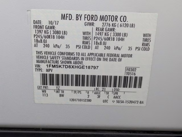2017 Oxford White Ford Explorer XLT FWD SUV