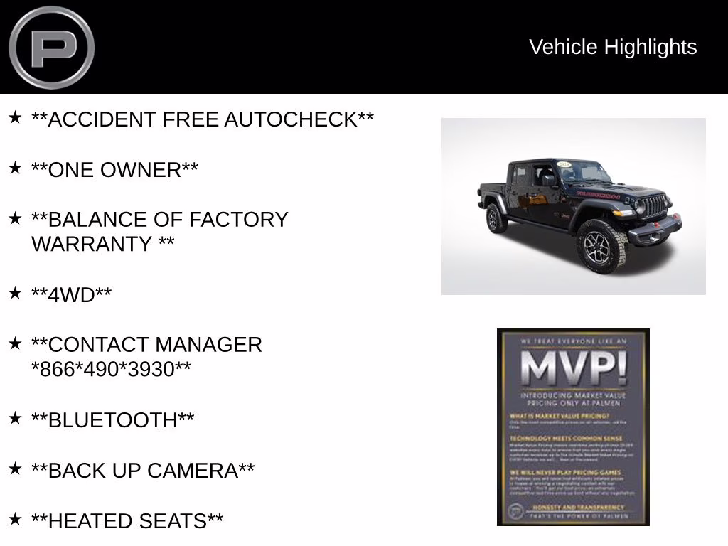 2024 Black Clearcoat Jeep Gladiator Rubicon 4X4 Truck