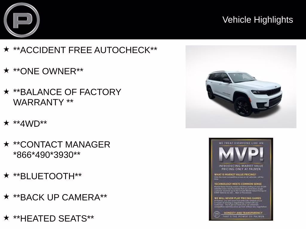 2024 Bright White Clearcoat Jeep Grand Cherokee L Altitude 4X4 SUV