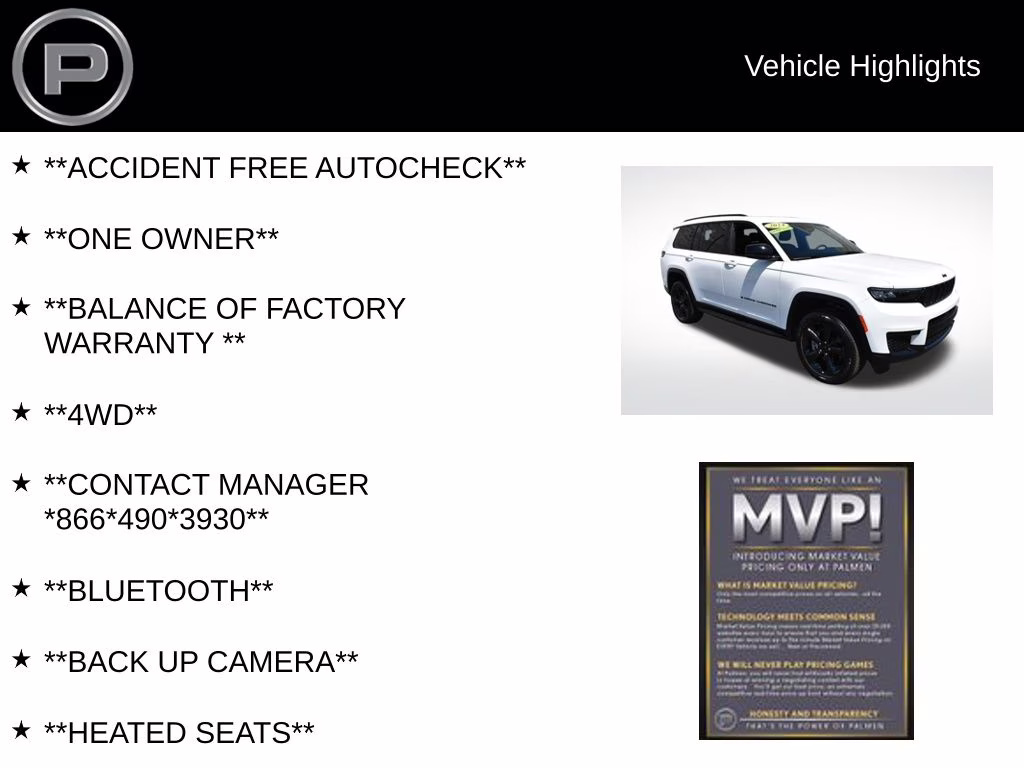 2024 Bright White Clearcoat Jeep Grand Cherokee L Altitude 4X4 SUV
