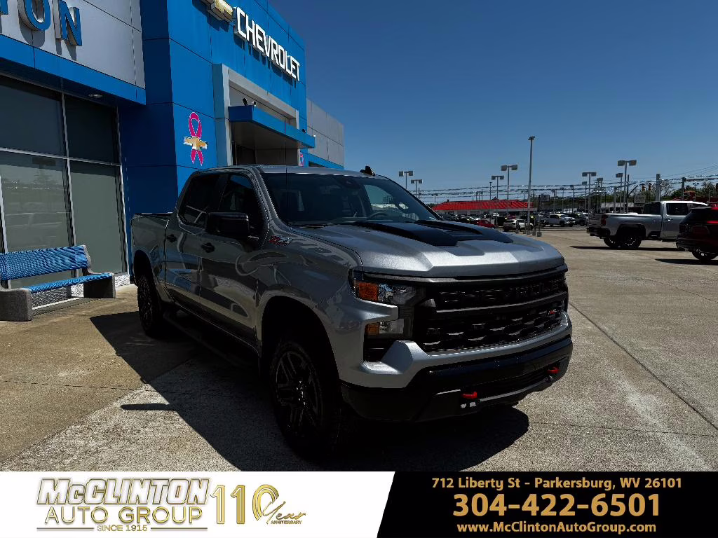 2026 Sterling Gray Metallic Chevrolet Silverado Custom Trail Boss 4X4 Truck