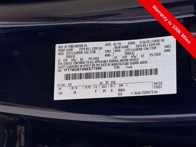 2022 Blue Metallic Ford Super Duty F-250 SRW Lariat 4X4 Truck